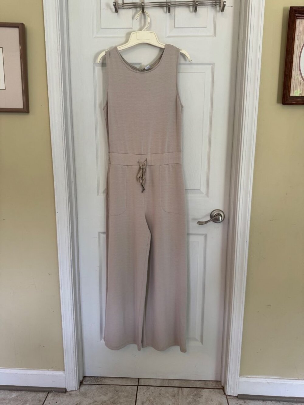 Anrabess Sleeveless Casual Jumpsuit Wide Leg Drawstring Jersey Knit Pockets Smal - Picture 2 of 9